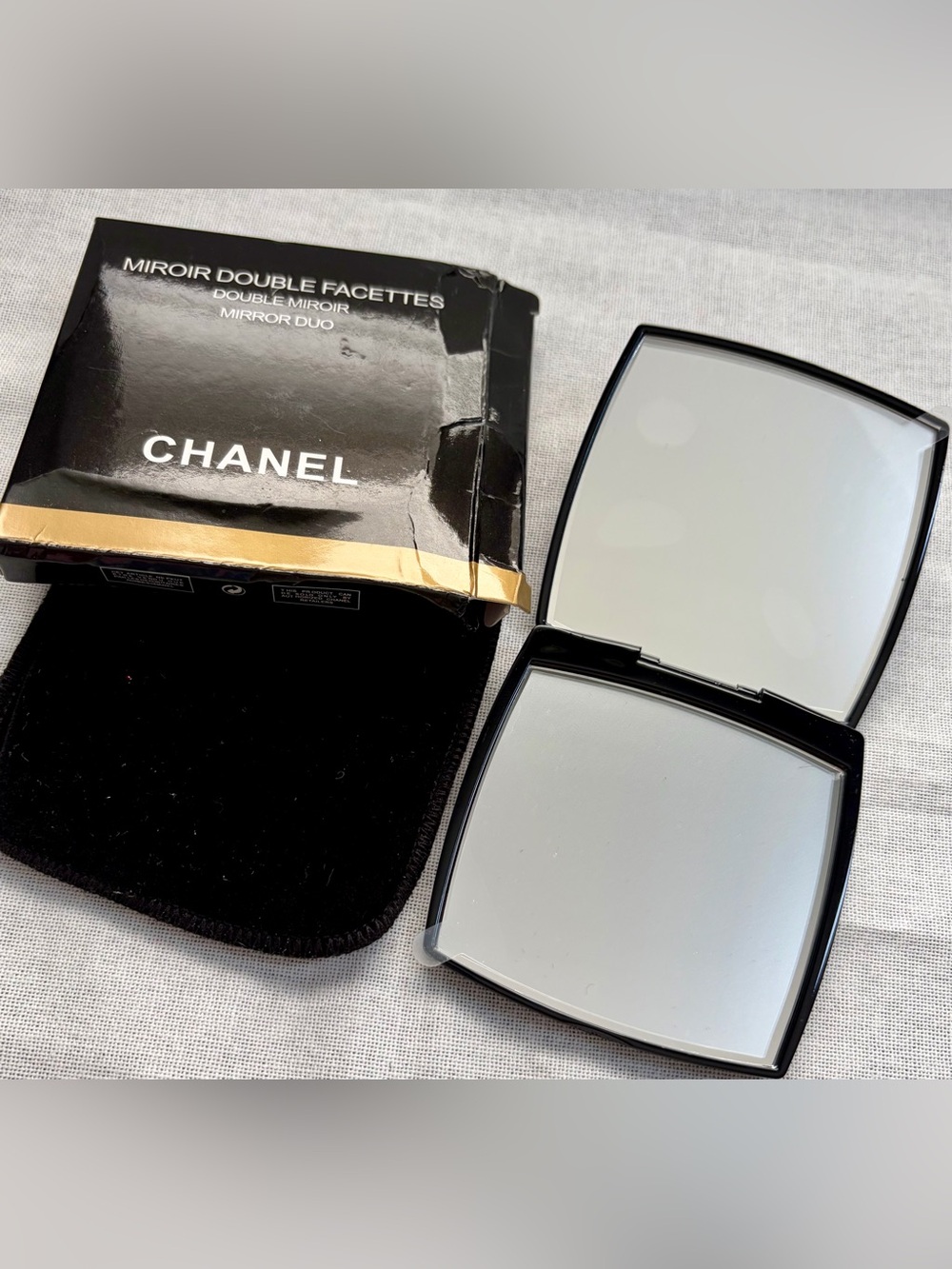 CHANEL Black Double Facette Double Mirror Compact